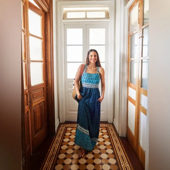 Faherty Blue and White Maxi Dress - Picture 3 of 13